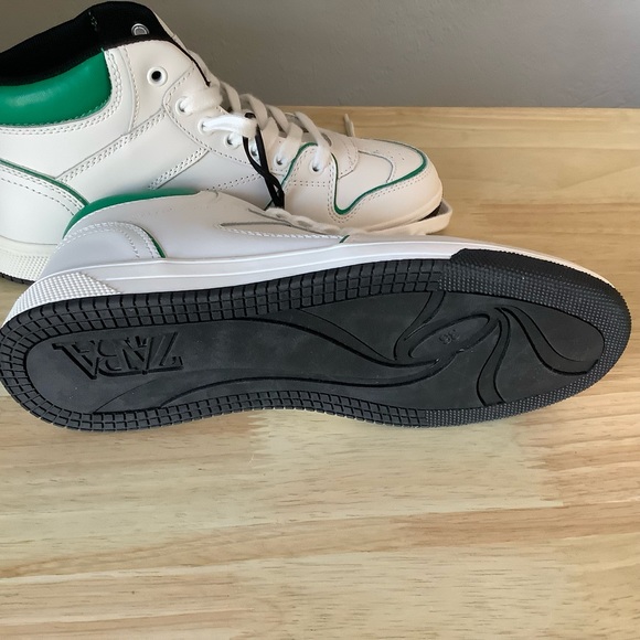 NEW ZARA 36 USA SIZE 6 WHITE GREEN TENNIS ATHLETIC SHOES SOFT LEATHER - Picture 5 of 7